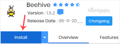 Beehive install button