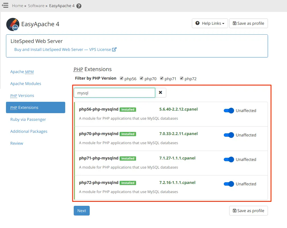 search-for-php-mysql-extension