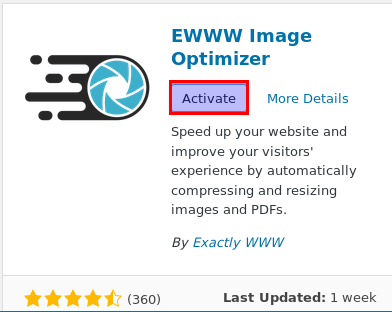 Activate EWWW image optimizer