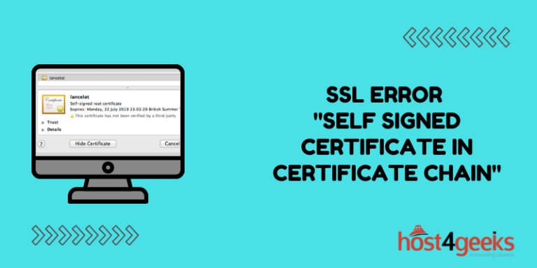 Fixing the SSL Error "Self Signed Certificate in Certificate Chain"