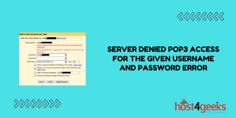 How To Fix server denied POP3 access for the given username and password error
