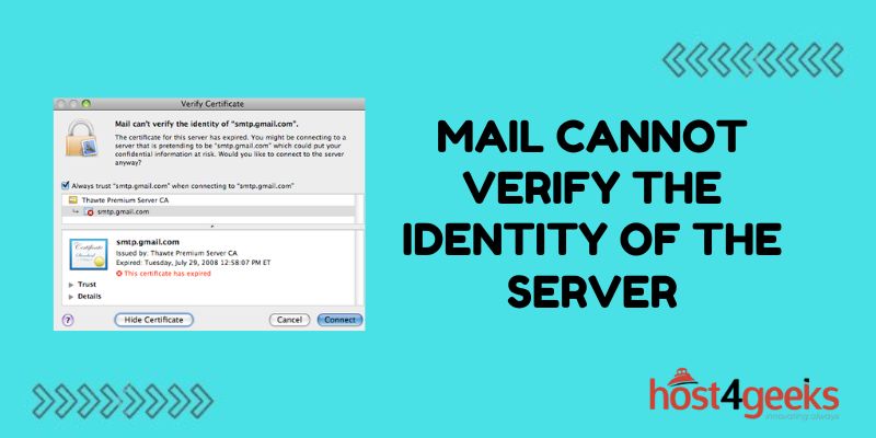 Mail Cannot Verify the Identity of the Server