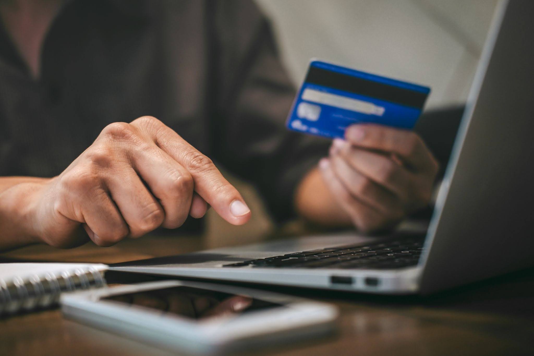 A customer is entering their card details on an online website
